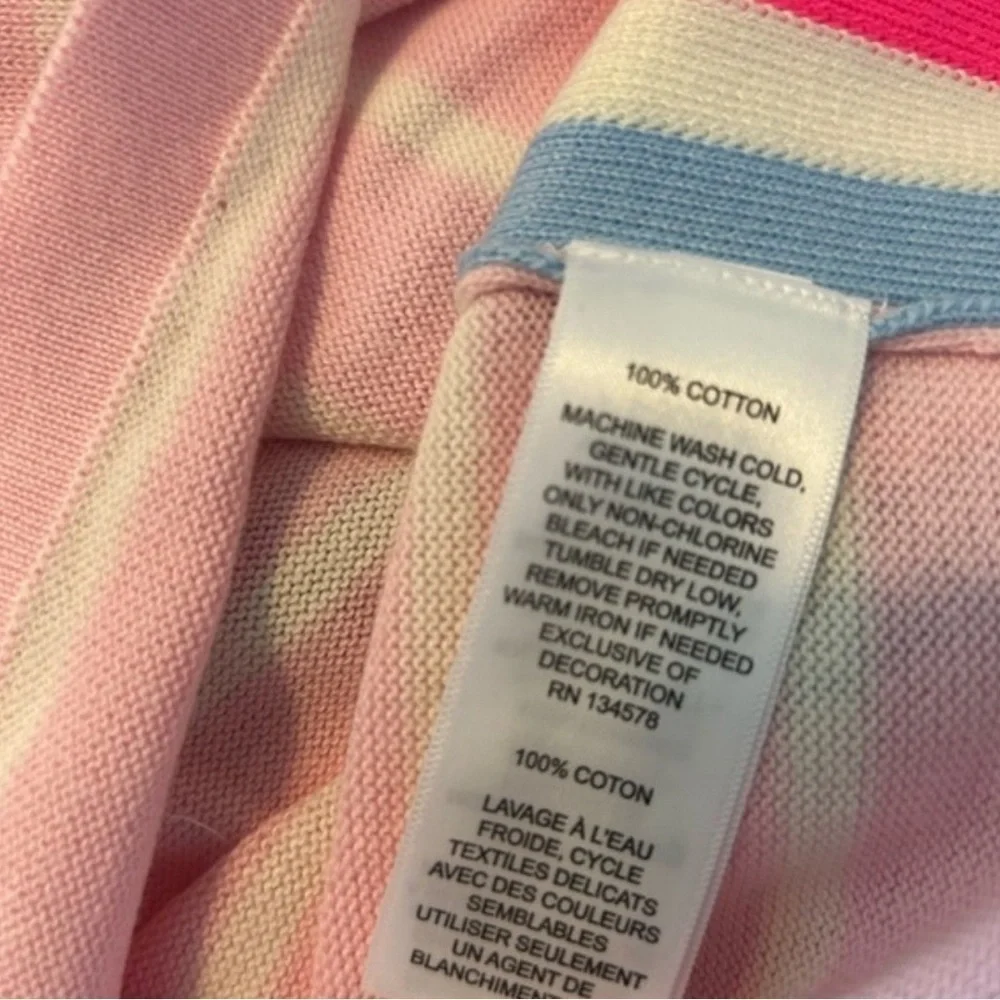 NWT Vineyard Vines Pink and White V-Neck Stripe Sweater Size Medium